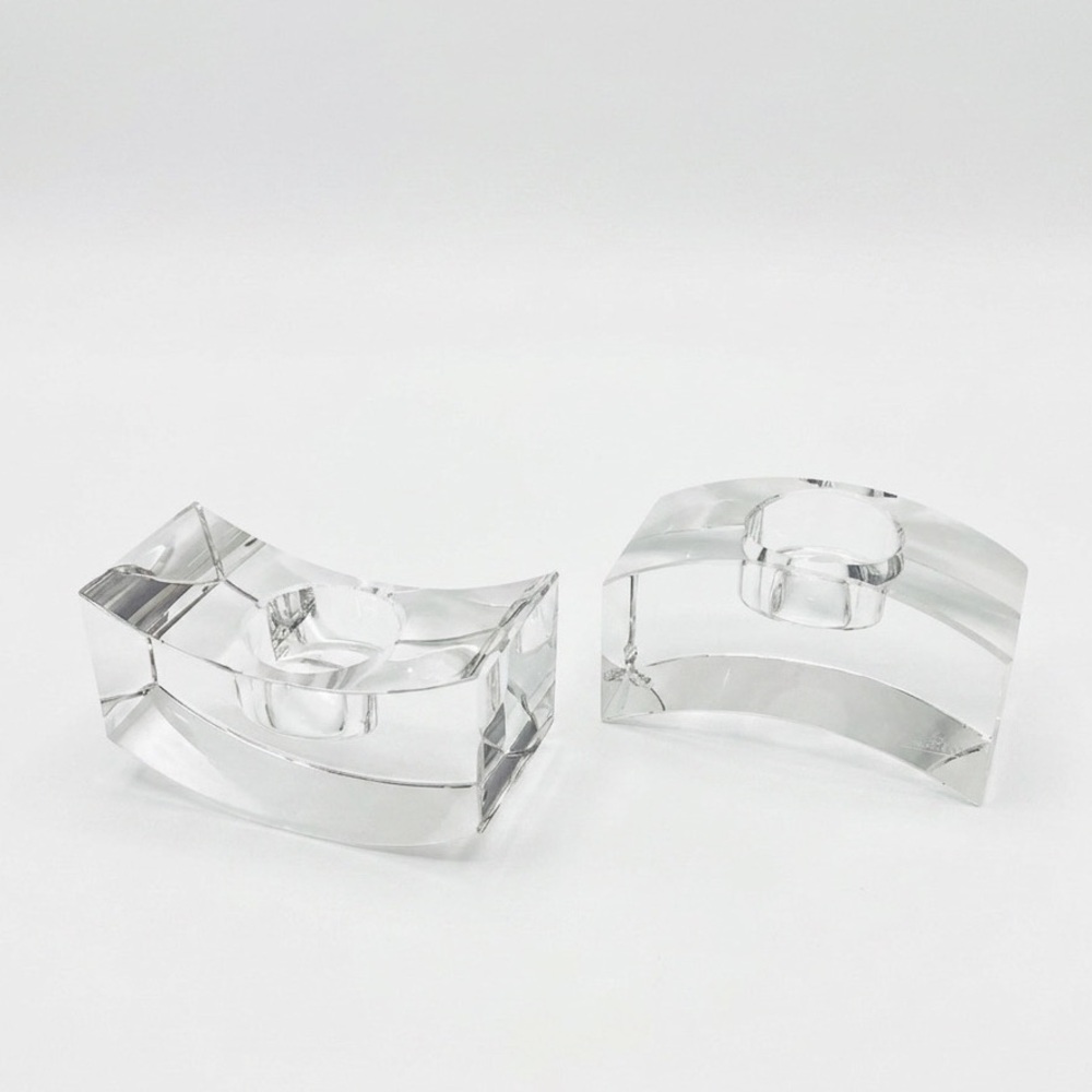 70’s 80’s ROSENTHAL Arched Crystal Votive Candle Holder Minimalist MCM Luxury